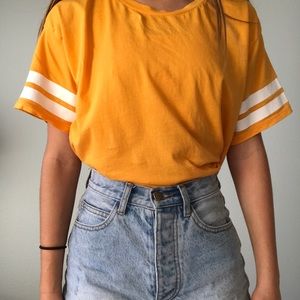 Basic Yellow Baseball Tee, Cropped